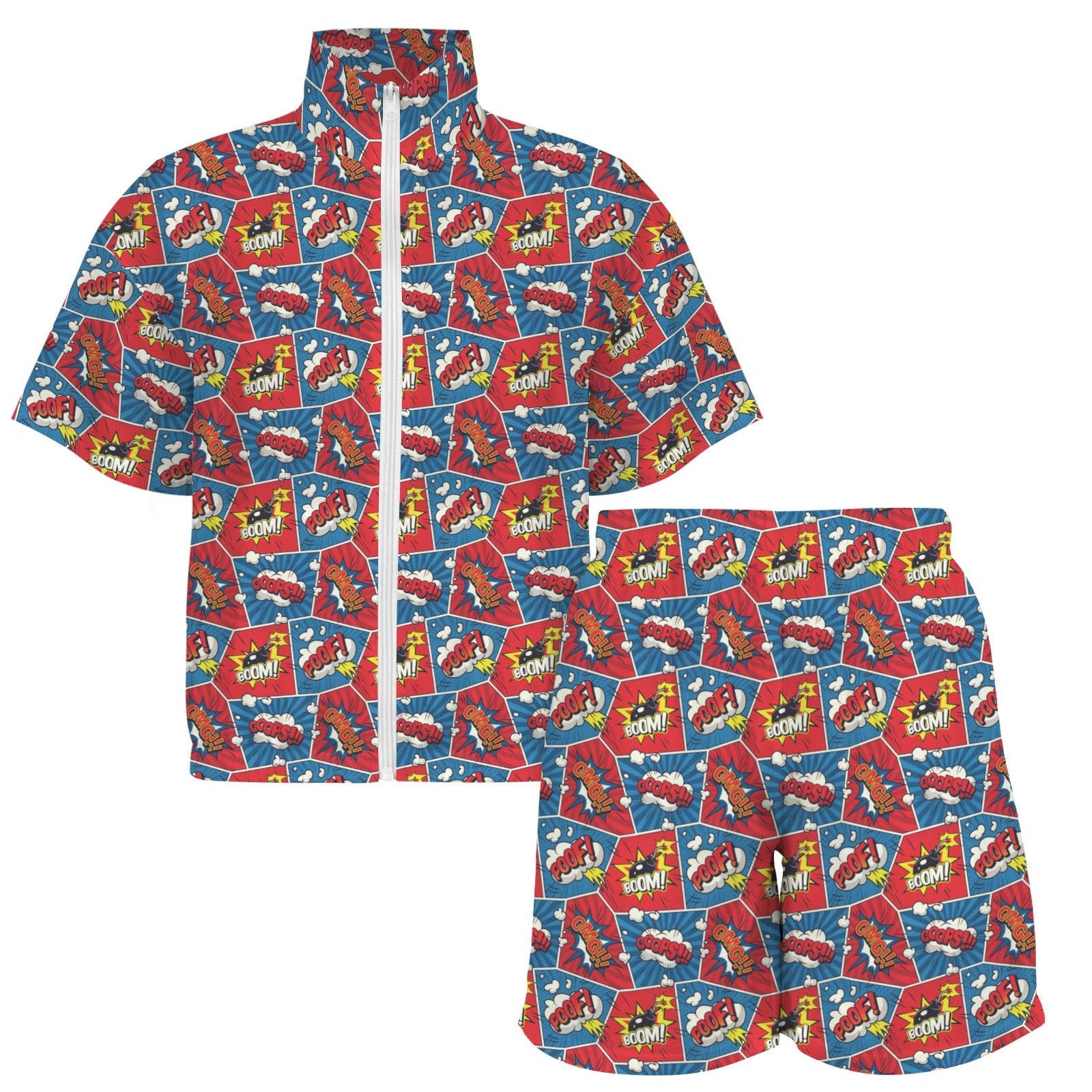 Comic Book Cells Women's Windbreaker Short Set Women's Windbreaker Short Set comic Printed Offshore