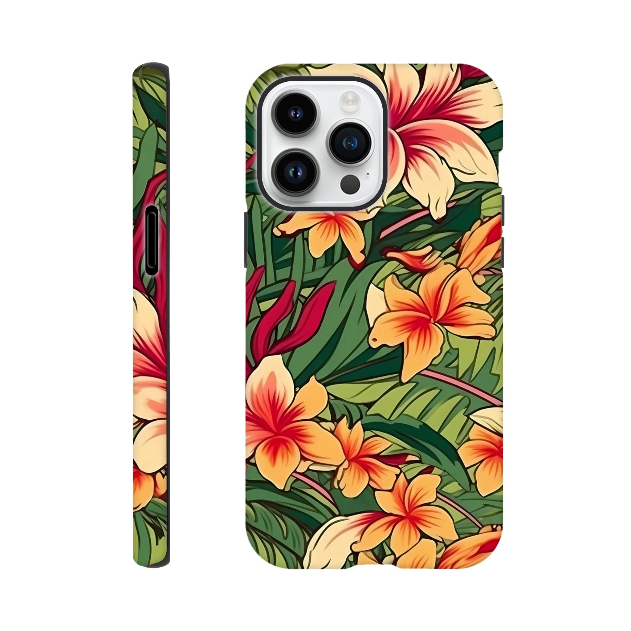 Vintage Hawaiian Floral - Apple iPhone Tough case iPhone 14 Pro Max iPhone Tough Case Globally Fulfilled Plants Surf
