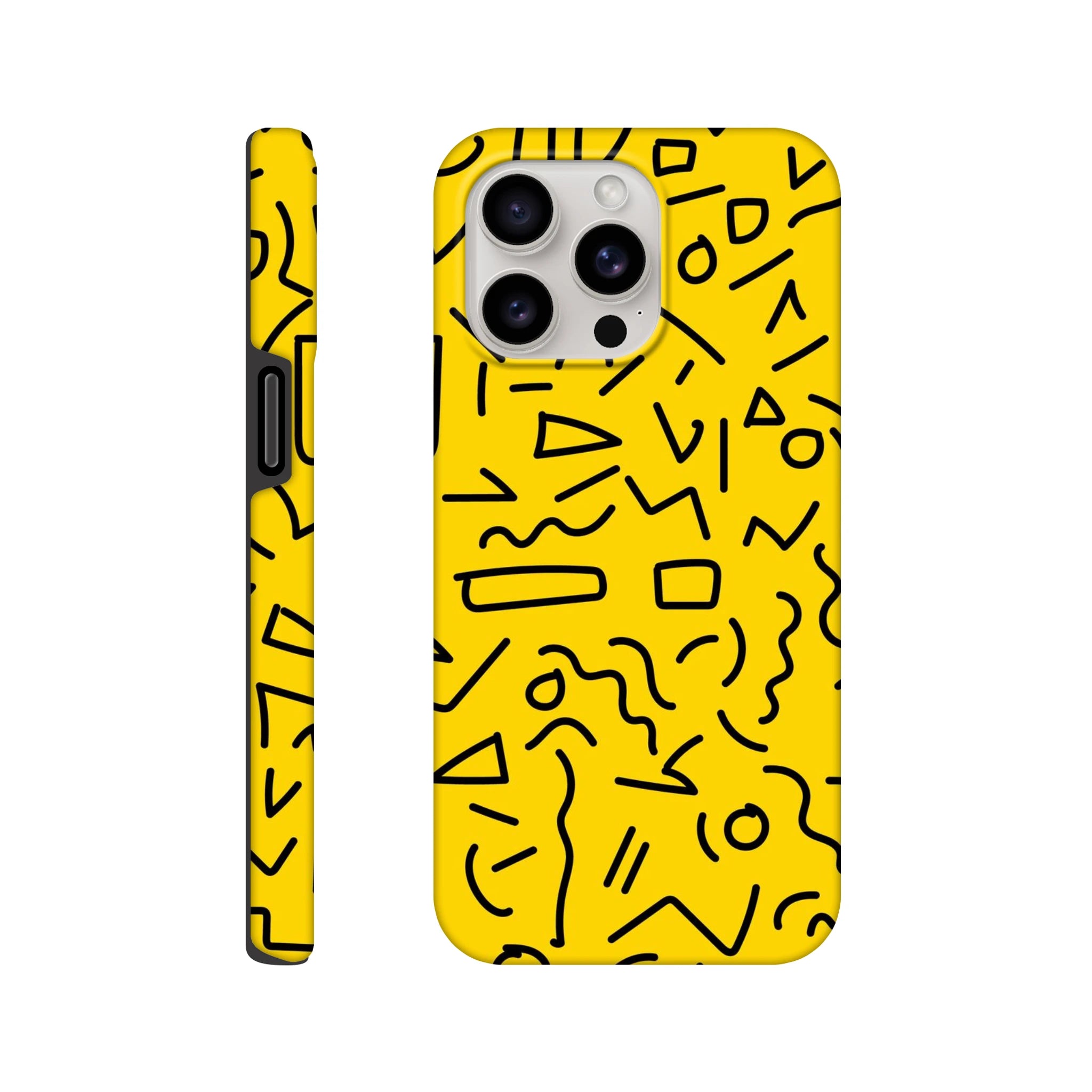 Yellow Black Graphic Squiggle - Apple iPhone Tough case iPhone 15 Pro Max iPhone Tough Case Globally Fulfilled Retro