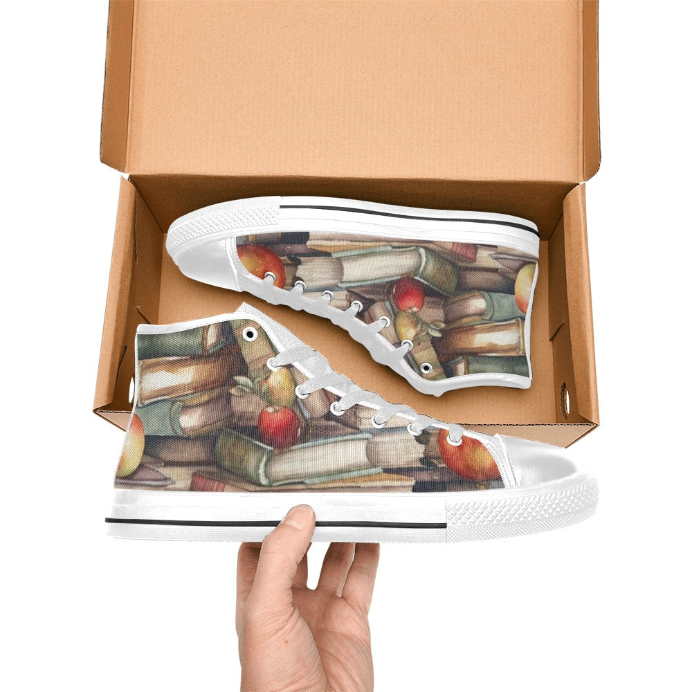 Watercolour Books - Kids High Top Canvas Shoes