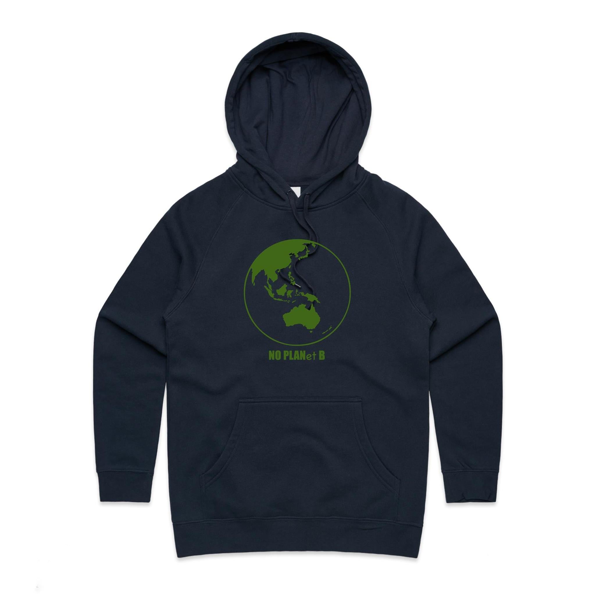 No Planet B - Womens Hoodie Navy Womens Hoodie Environment Printed In Australia