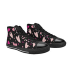 Pink Hearts - Women's High Top Canvas Shoes Womens Classic High Top Shoes Love Printed Offshore
