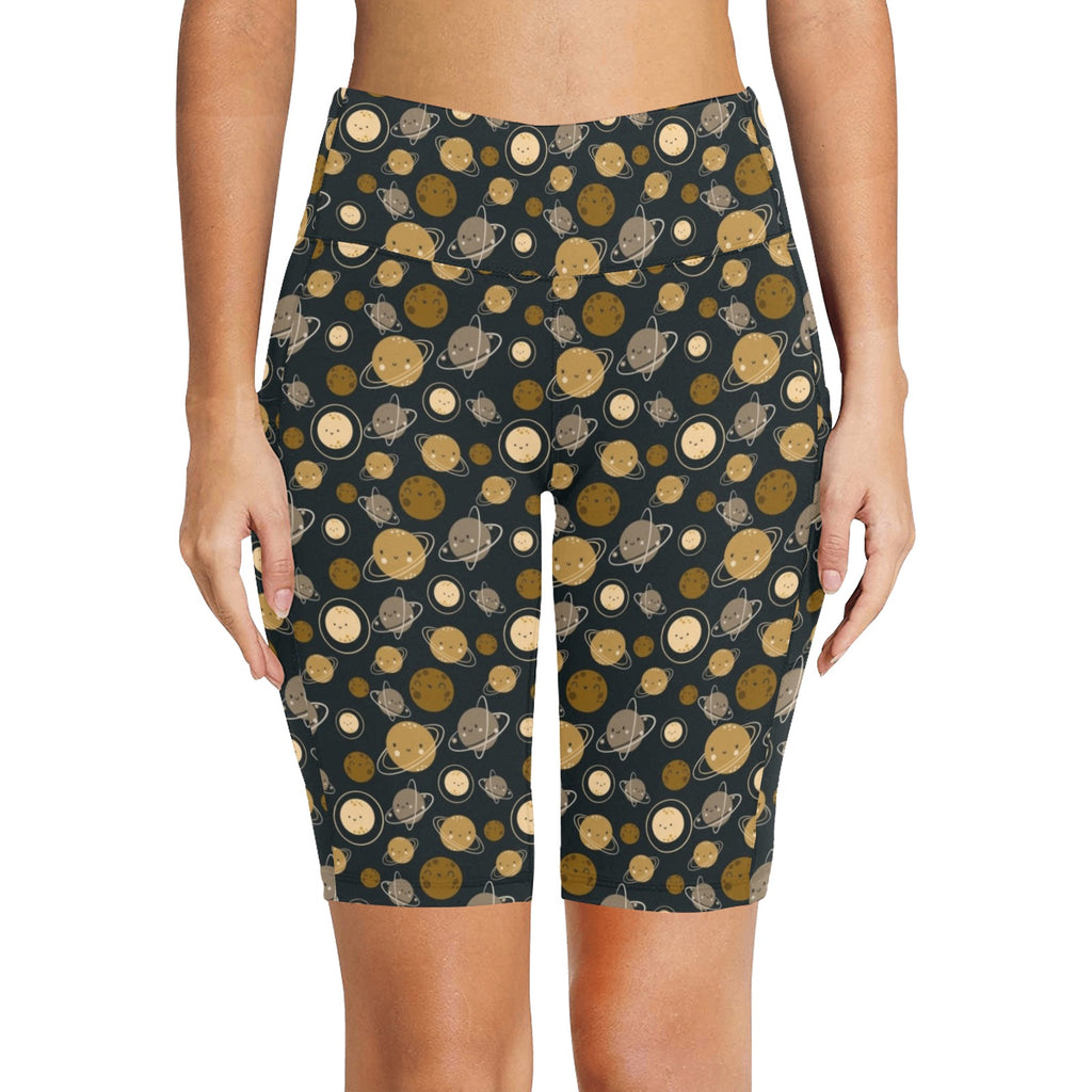 Planets Women's Bike Shorts With Side Pockets