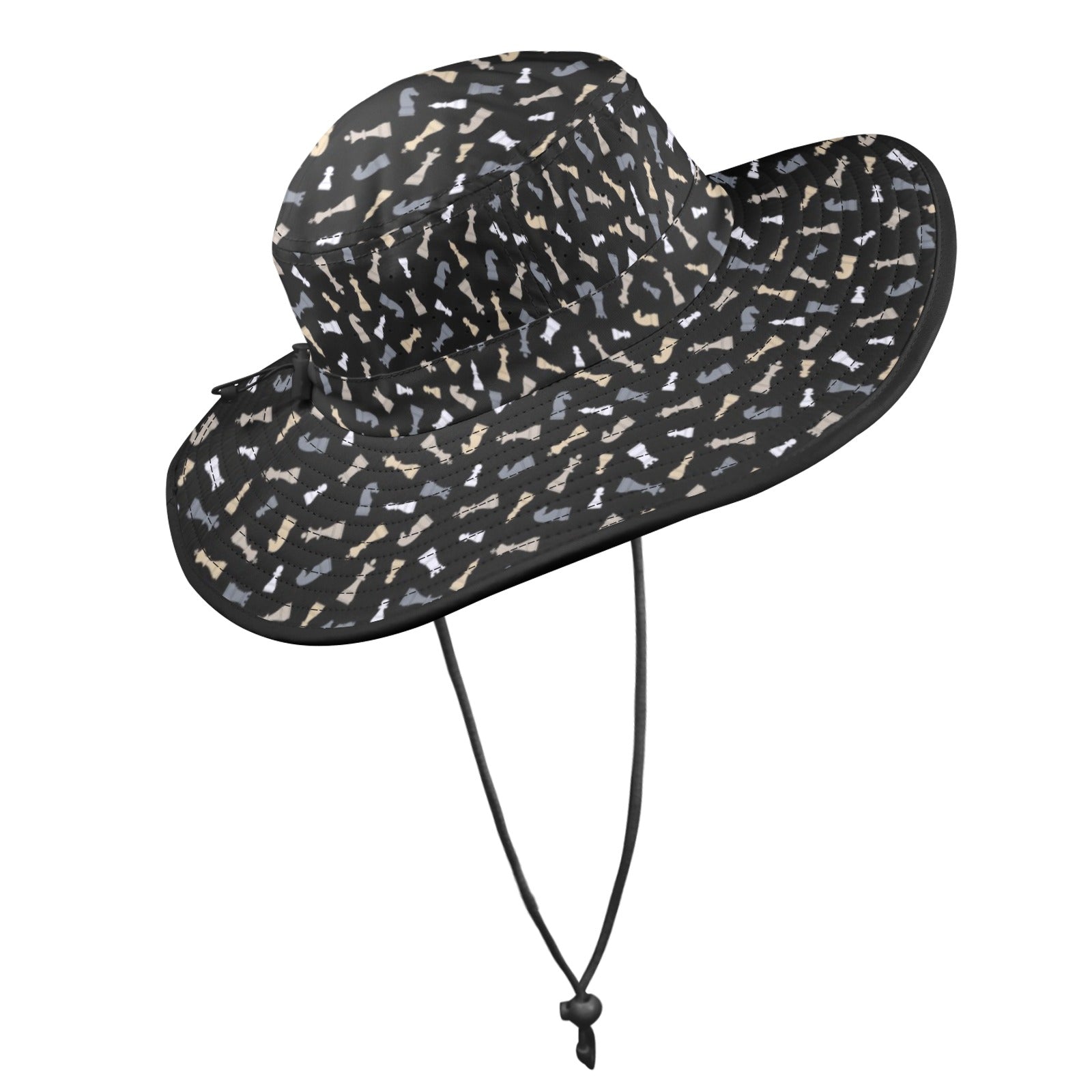 Chess Pattern Wide Brim Bucket Hat Wide Brim Bucket Hat Chess Games Printed Offshore