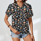 Eyes On Black - Women's Short-Sleeve Button Up Shirt