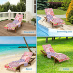Abstract Roses Beach Chair Towel Cover with Side Pockets