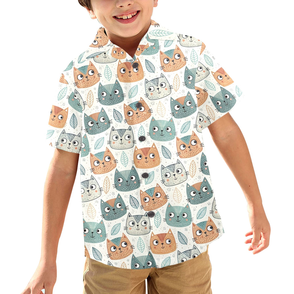 Cute Cat Faces - Junior Kids Hawaiian Shirt