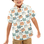 Cute Cat Faces - Junior Kids Hawaiian Shirt