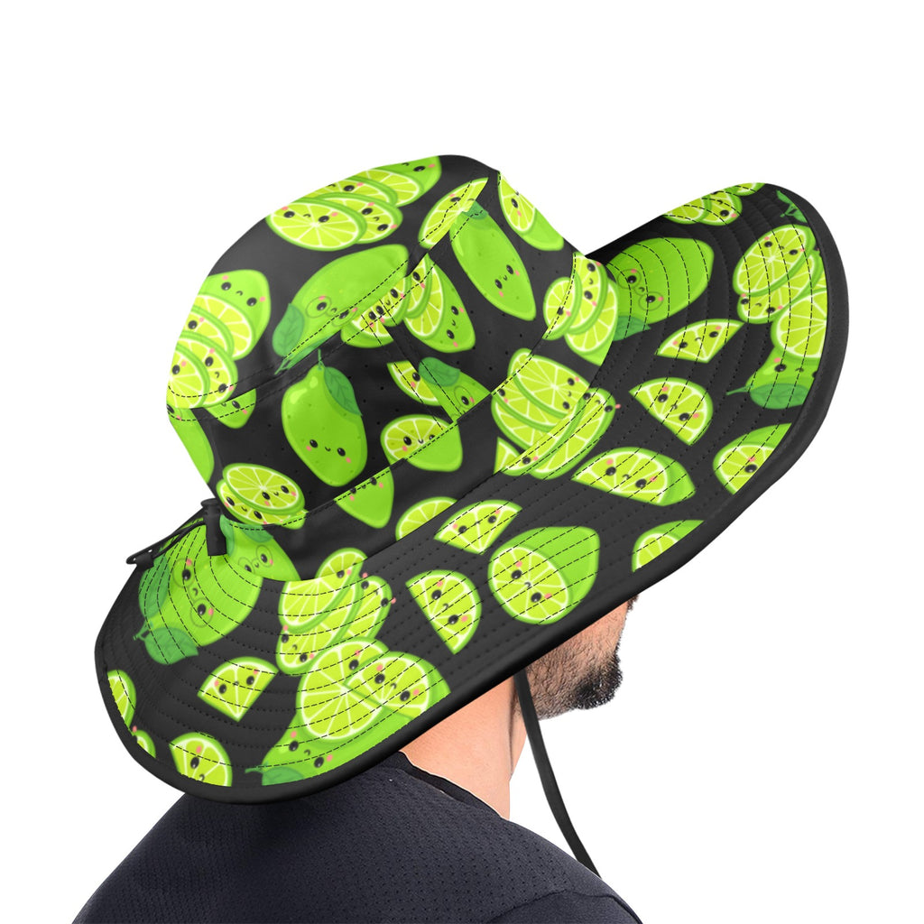 Cute Limes Wide Brim Bucket Hat Wide Brim Bucket Hat Food Printed Offshore