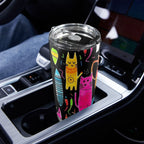 Colourful Cats - 20oz Mobile Tumbler with Lid (Black Lock) 20oz Travel Mug animal Printed Offshore