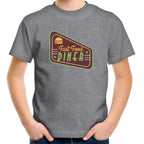 Fast Food Diner Sign - Kids Youth T-Shirt Grey Marle Kids Youth T-shirt Food Printed In Australia Retro