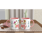 Personalised Mum With Flowers And Butterflies 11oz Ceramic Mug Ceramic Pink Personalised 11oz Mug Globally Fulfilled Mum