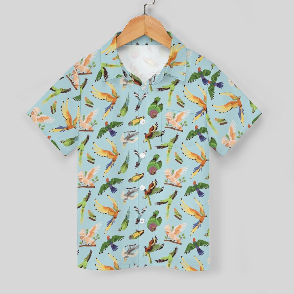 Parrots Kids Youth Short Sleeve Button Up Shirt