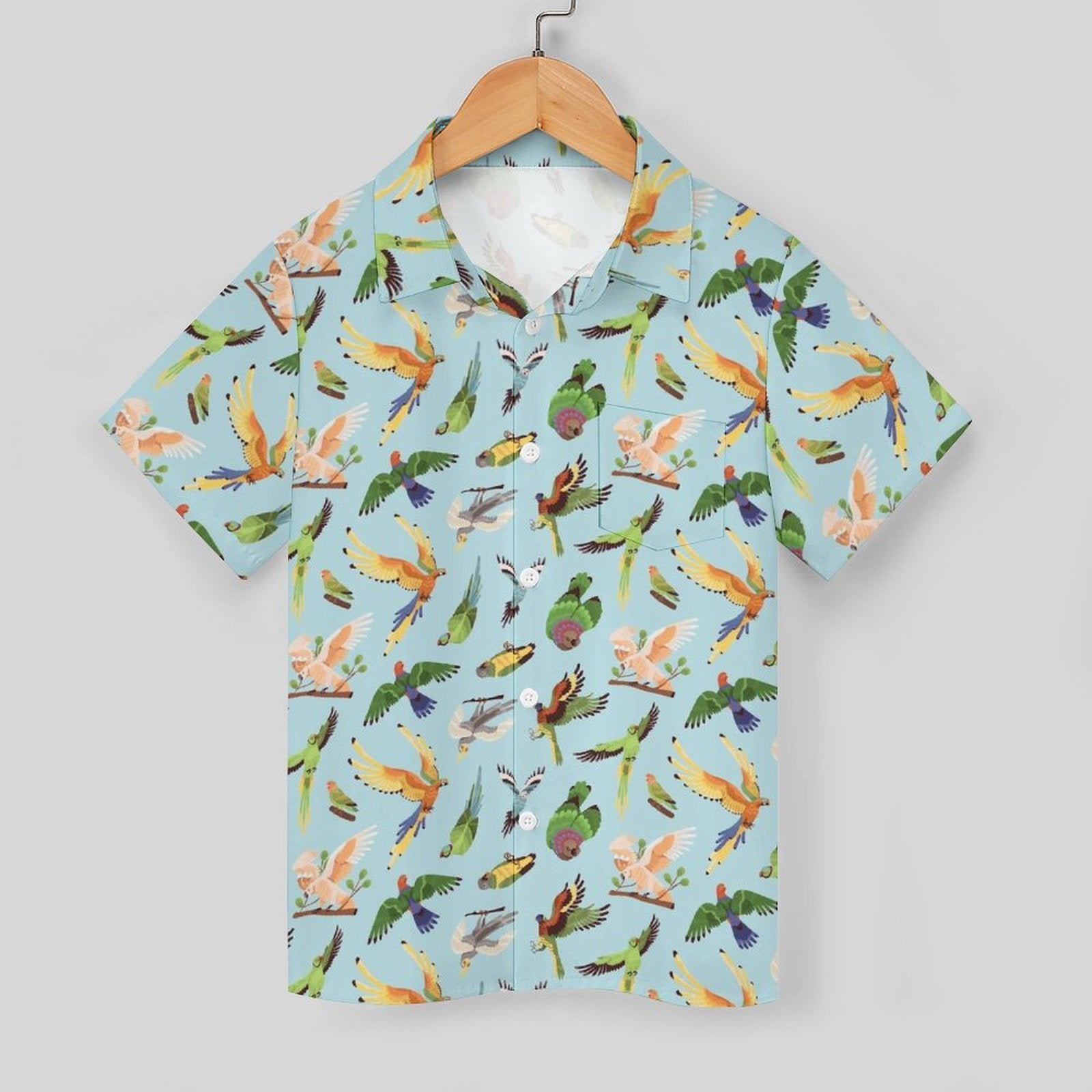 Parrots Kids Youth Short Sleeve Button Up Shirt