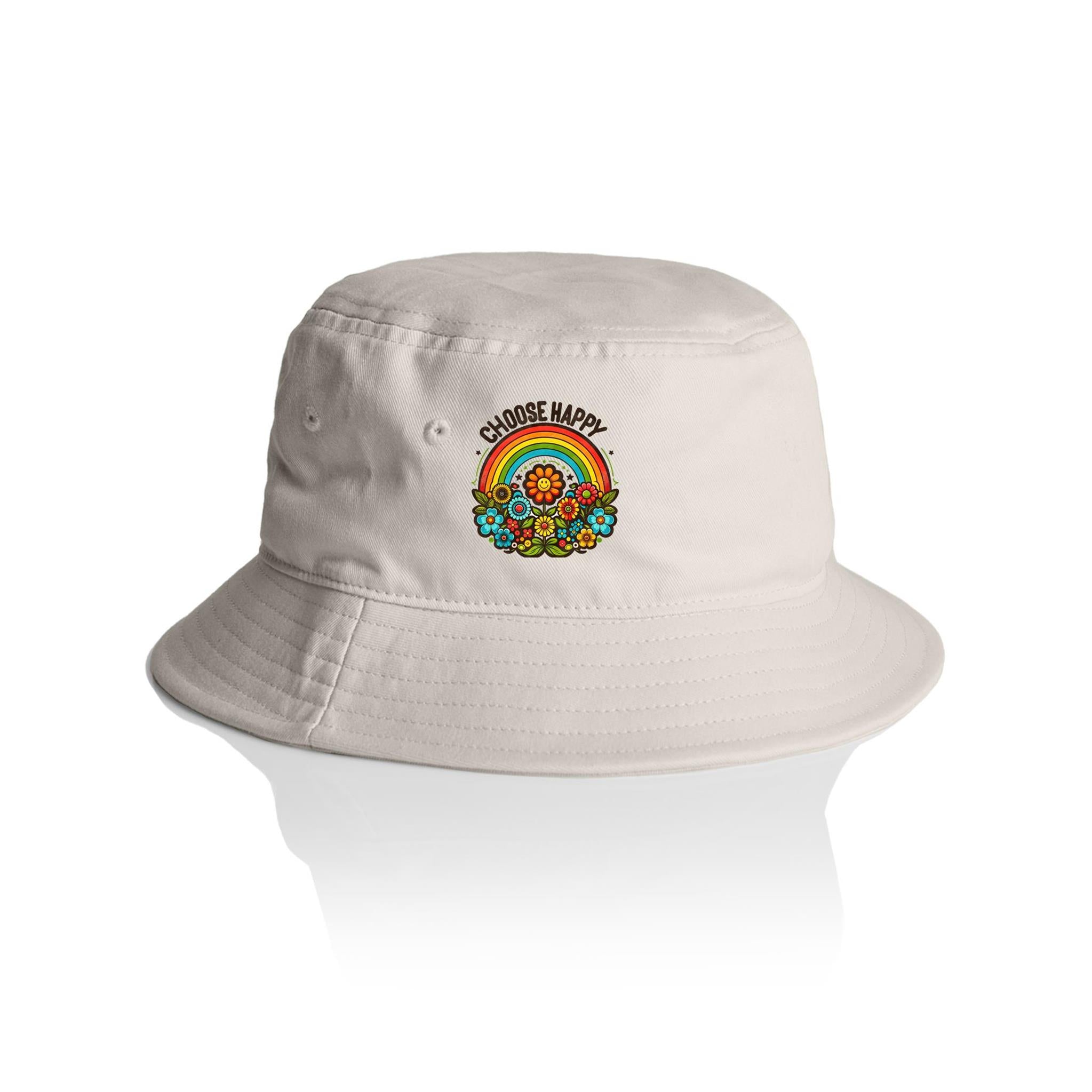 Choose Happy - AS Colour Bucket Hat Bone One Size As Colour Bucket Hat Positivity Printed In Australia Retro