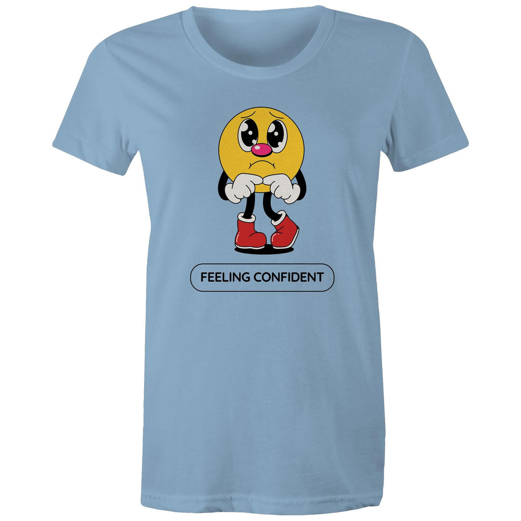 Feeling Confident - Womens T-shirt Carolina Blue Womens T-shirt Printed In Australia