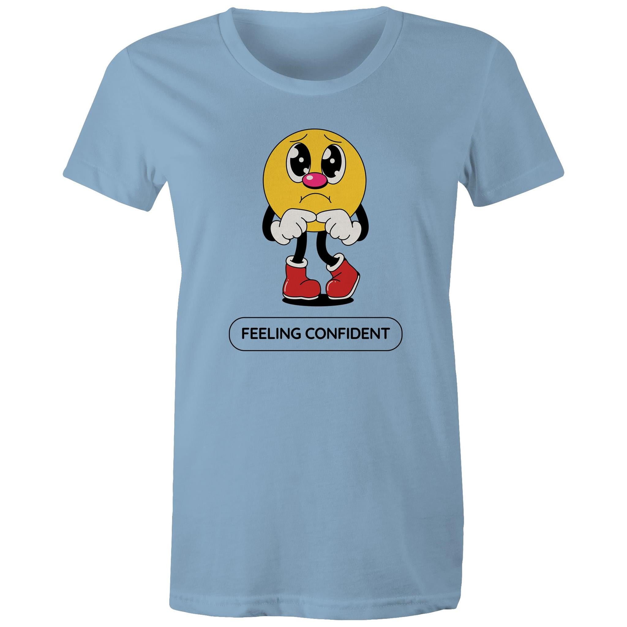 Feeling Confident - Womens T-shirt Carolina Blue Womens T-shirt Printed In Australia