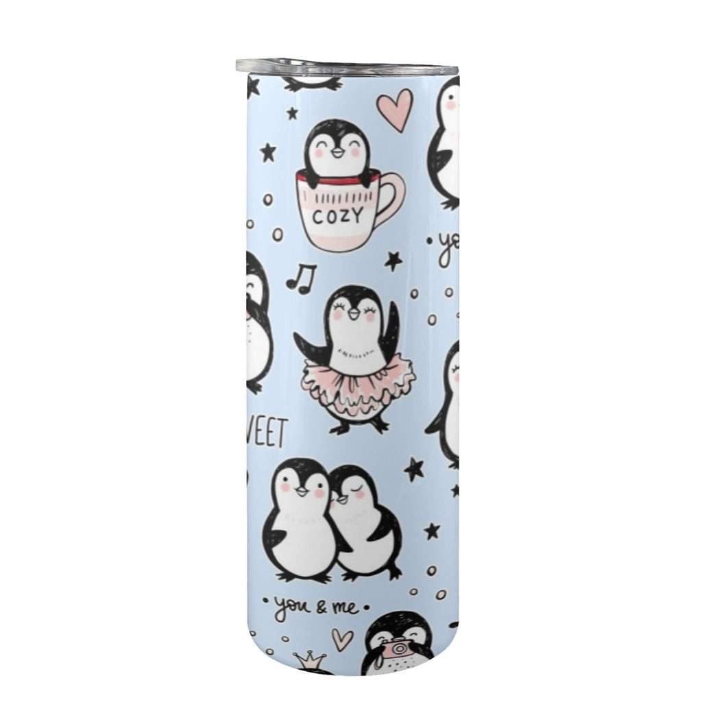 Penguin Love - 20oz Tall Skinny Tumbler with Lid and Straw