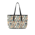 Diamond Cat Pattern - Leather Tote Bag-Large
