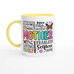 Mother Word Cloud - White 11oz Ceramic Mug with Colour Inside Ceramic Yellow Colour 11oz Mug Globally Fulfilled Mum