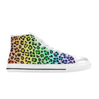 Rainbow Leopard Print - Kids' High Top Canvas Shoes Kids High Top Canvas Shoes animal Printed Offshore