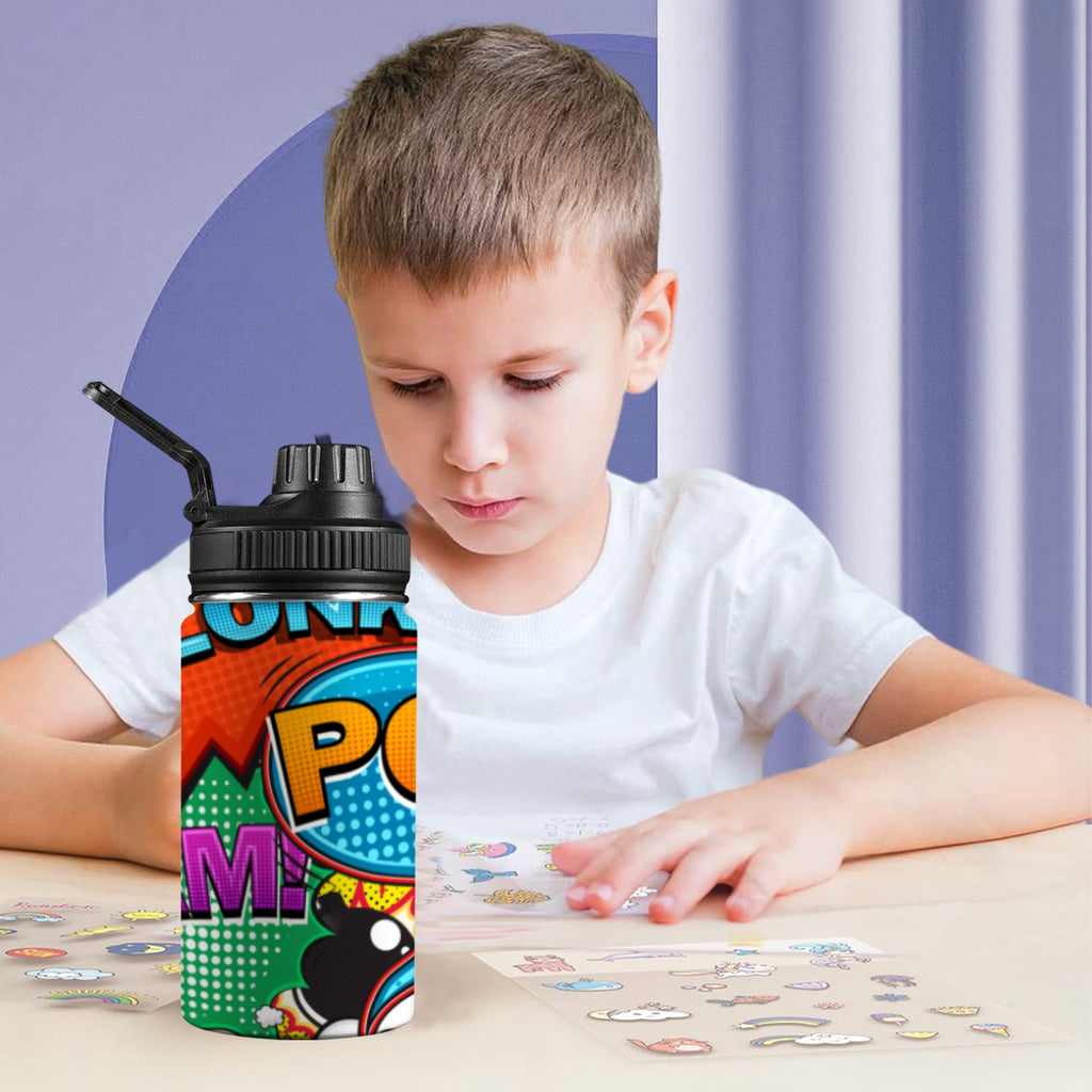 Comic Book 2 Kids Water Bottle with Chug Lid (12 oz) Kids Water Bottle with Chug Lid comic Printed Offshore