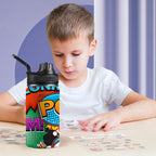 Comic Book 2 Kids Water Bottle with Chug Lid (12 oz) Kids Water Bottle with Chug Lid comic Printed Offshore