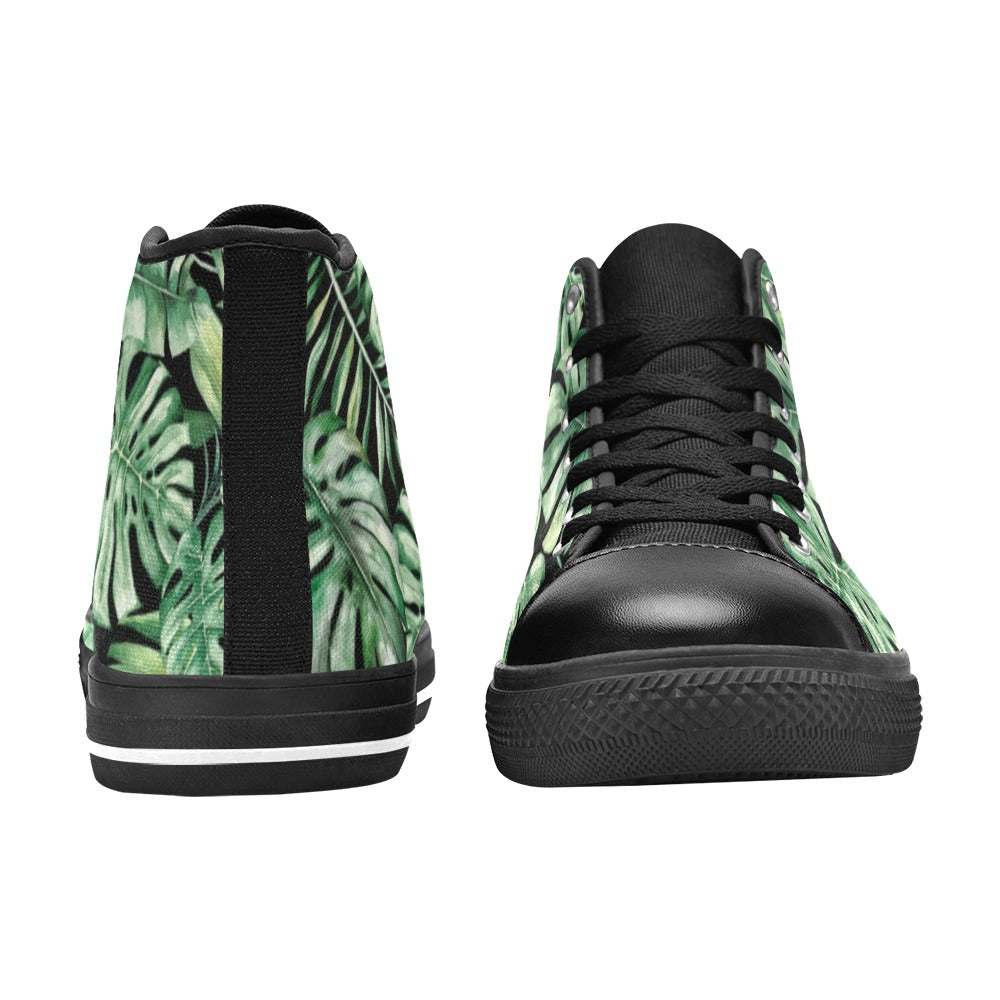 Jungle Leaves - Women's High Top Canvas Shoes Womens Classic High Top Shoes Plants Printed Offshore