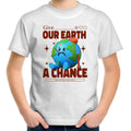 Give Our Earth A Chance - Kids Youth T-Shirt White Kids Youth T-shirt Environment Printed In Australia