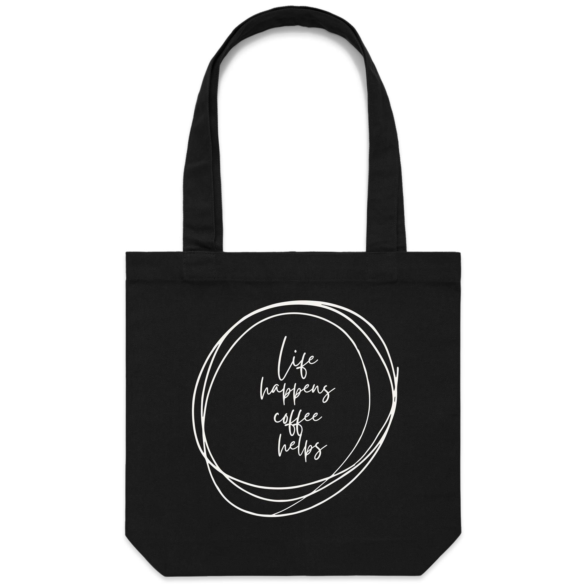 Life Happens, Coffee Helps - Canvas Tote Bag Default Title Tote Bag Printed In Australia
