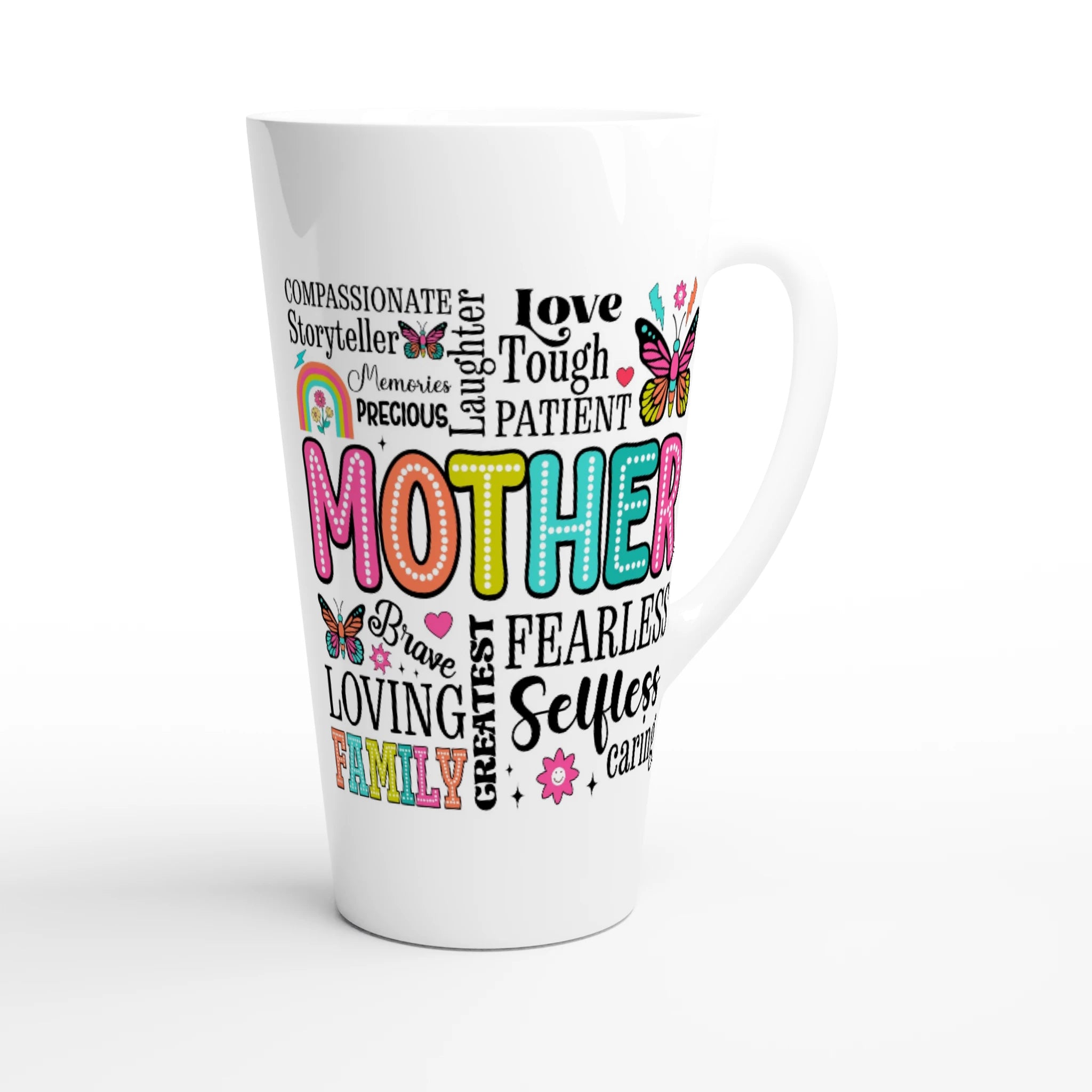 Mother Word Cloud - White Latte 17oz Ceramic Mug Latte Mug Globally Fulfilled Mum