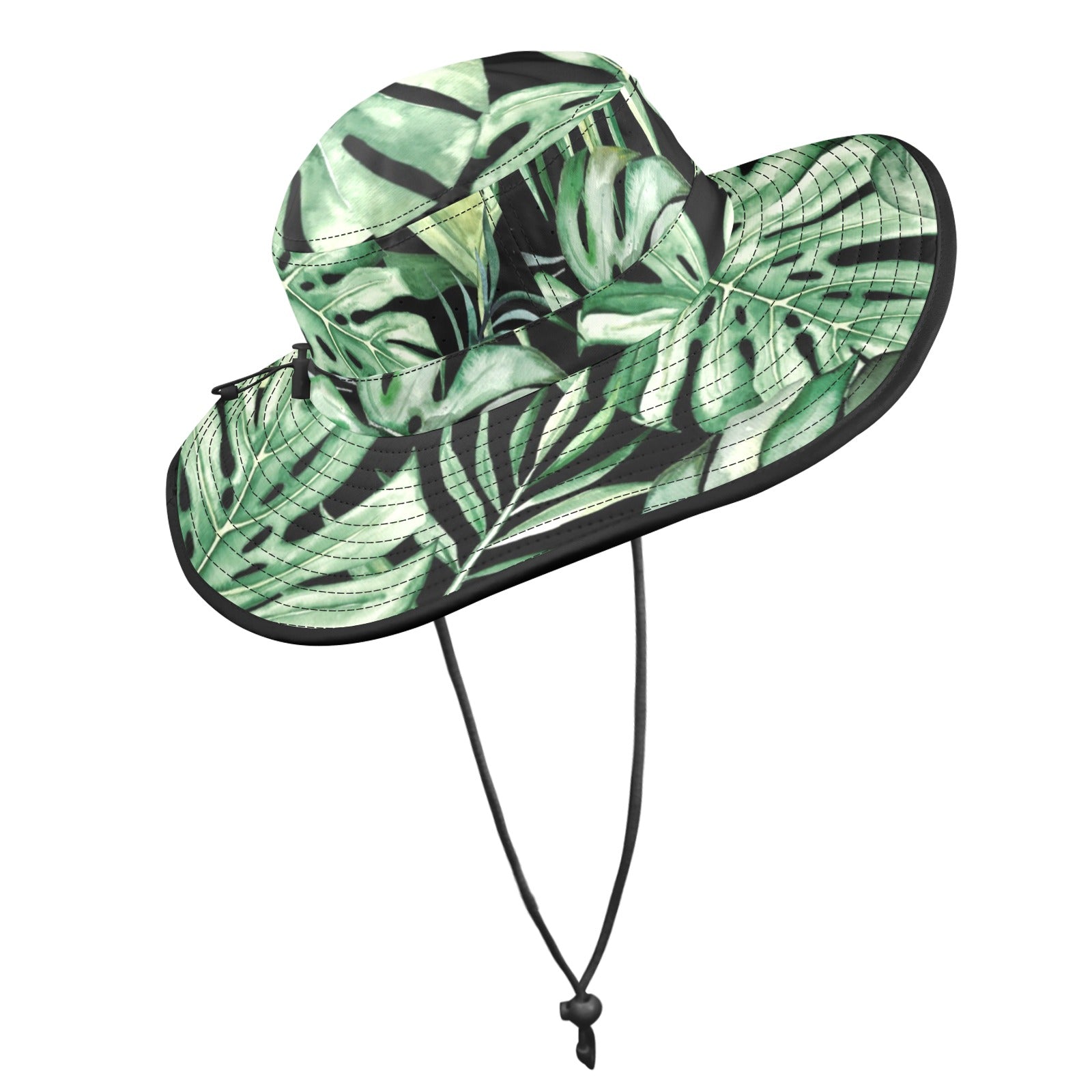 Jungle Leaves Wide Brim Bucket Hat Wide Brim Bucket Hat Plants Printed Offshore