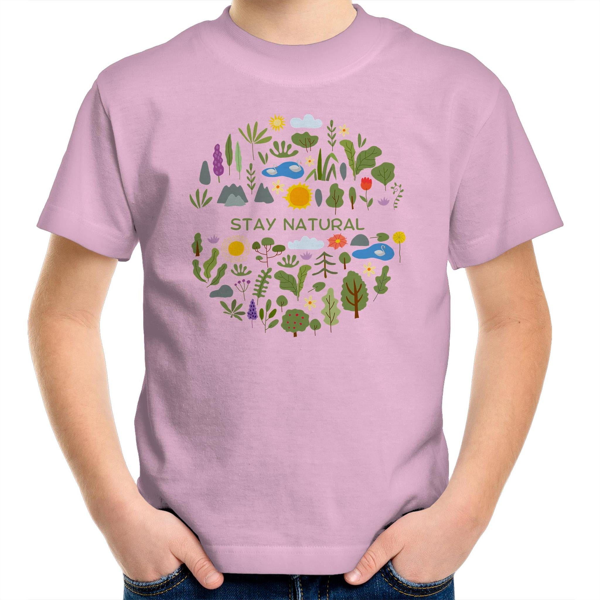 Stay Natural - Kids Youth T-Shirt Pink Kids Youth T-shirt Plants Printed In Australia