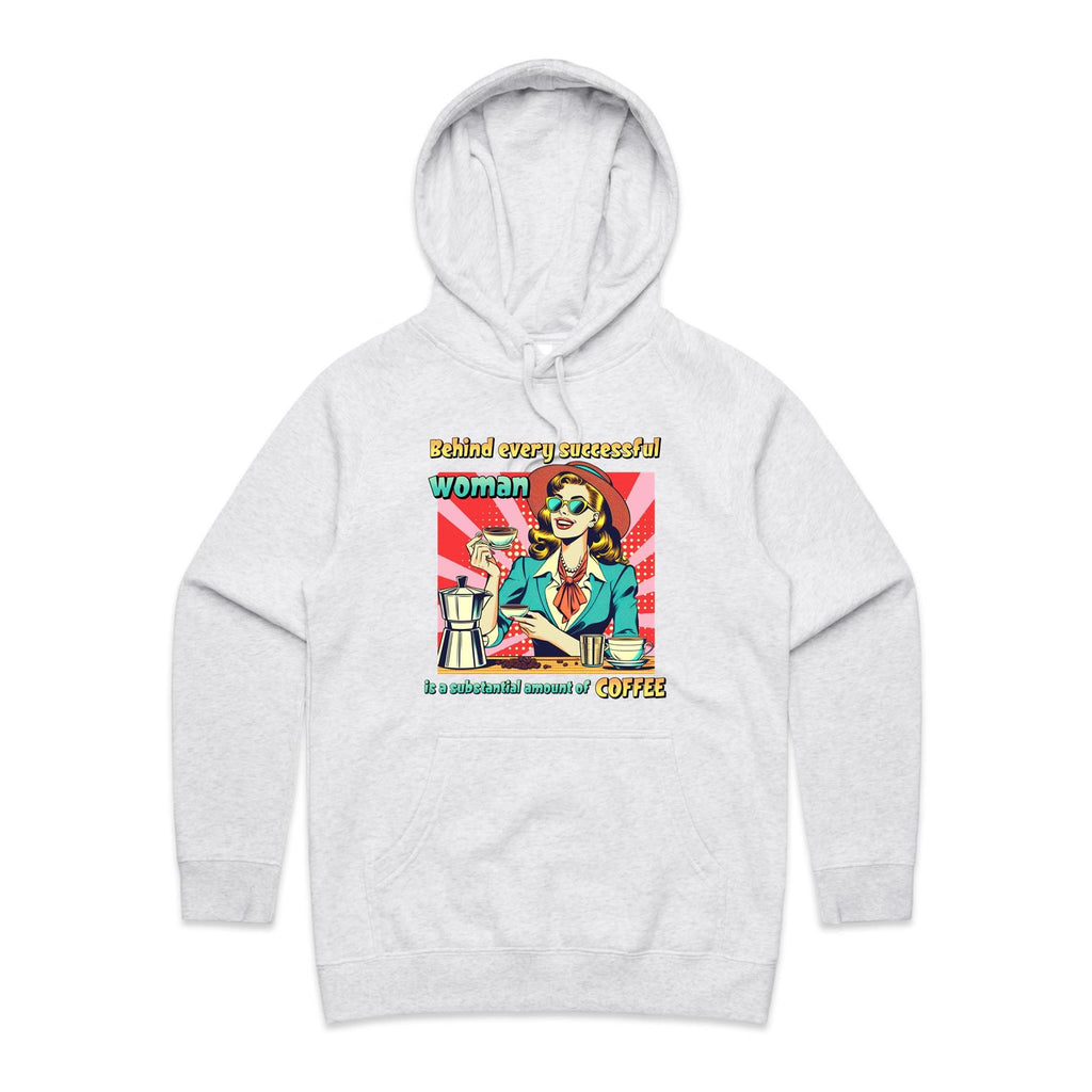 Retro Coffee Woman Women's AS Colour Hoodie White Marle Womens Hoodie Coffee Printed In Australia Retro