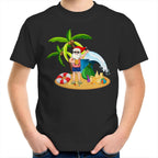 Summer Surf Santa - Kids Youth T-Shirt Black Kids Christmas T-shirt Christmas Printed In Australia