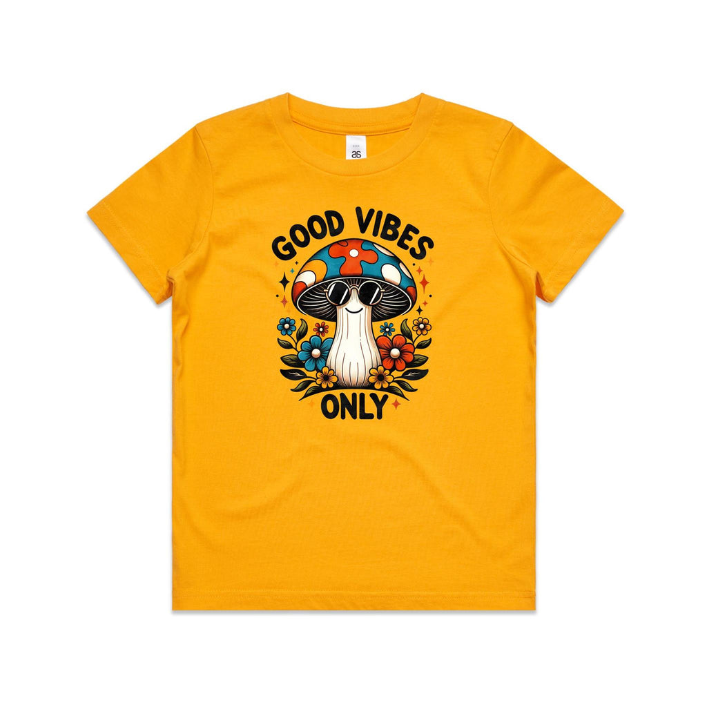 Good Vibes Only, Hippie Mushroom With Sunglasses - Kids T-shirt
