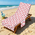 Pink Donuts Beach Chair Towel Cover with Side Pockets