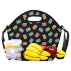 Colourful Cassettes Neoprene Lunch Bag/Large (Model 1669) Neoprene Lunch Bag Music Printed Offshore Retro