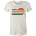 Retro Sunset - Womens T-shirt Natural Womens T-shirt Printed In Australia Retro