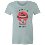 I Want To Be-Leaf - Womens T-shirt Pale Blue Womens T-shirt Printed In Australia Sci Fi
