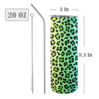 Rainbow Leopard Print - 20oz Tall Skinny Tumbler with Lid and Straw