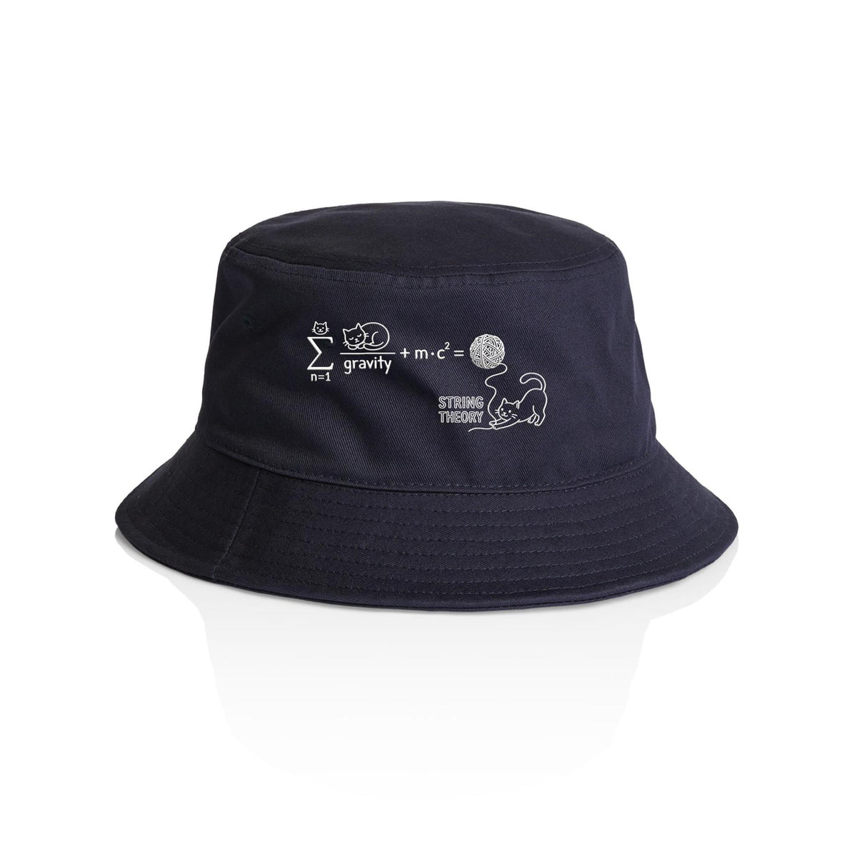 Cat String Theory Physics AS Colour Bucket Hat Navy One Size As Colour Bucket Hat animal Printed In Australia Science