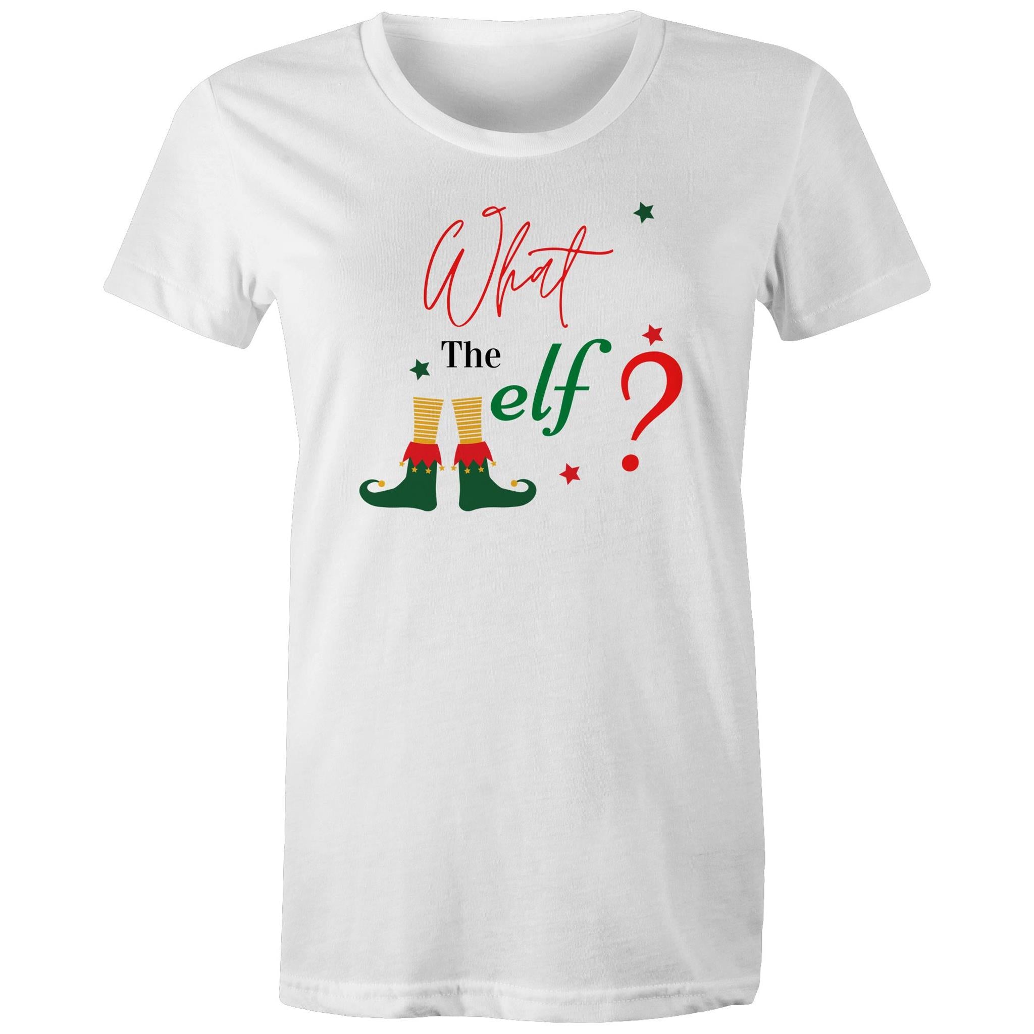 What The Elf, Christmas - Womens T-shirt White Womens Christmas T-shirt Christmas Printed In Australia