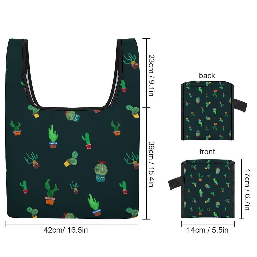 Cactus On Black - Collapsible Shopping Bag