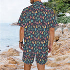 Video Game Men's Hawaiian Shirt & Shorts Set Men's Hawaiian Shirt & Shorts Set Games Printed Offshore Retro