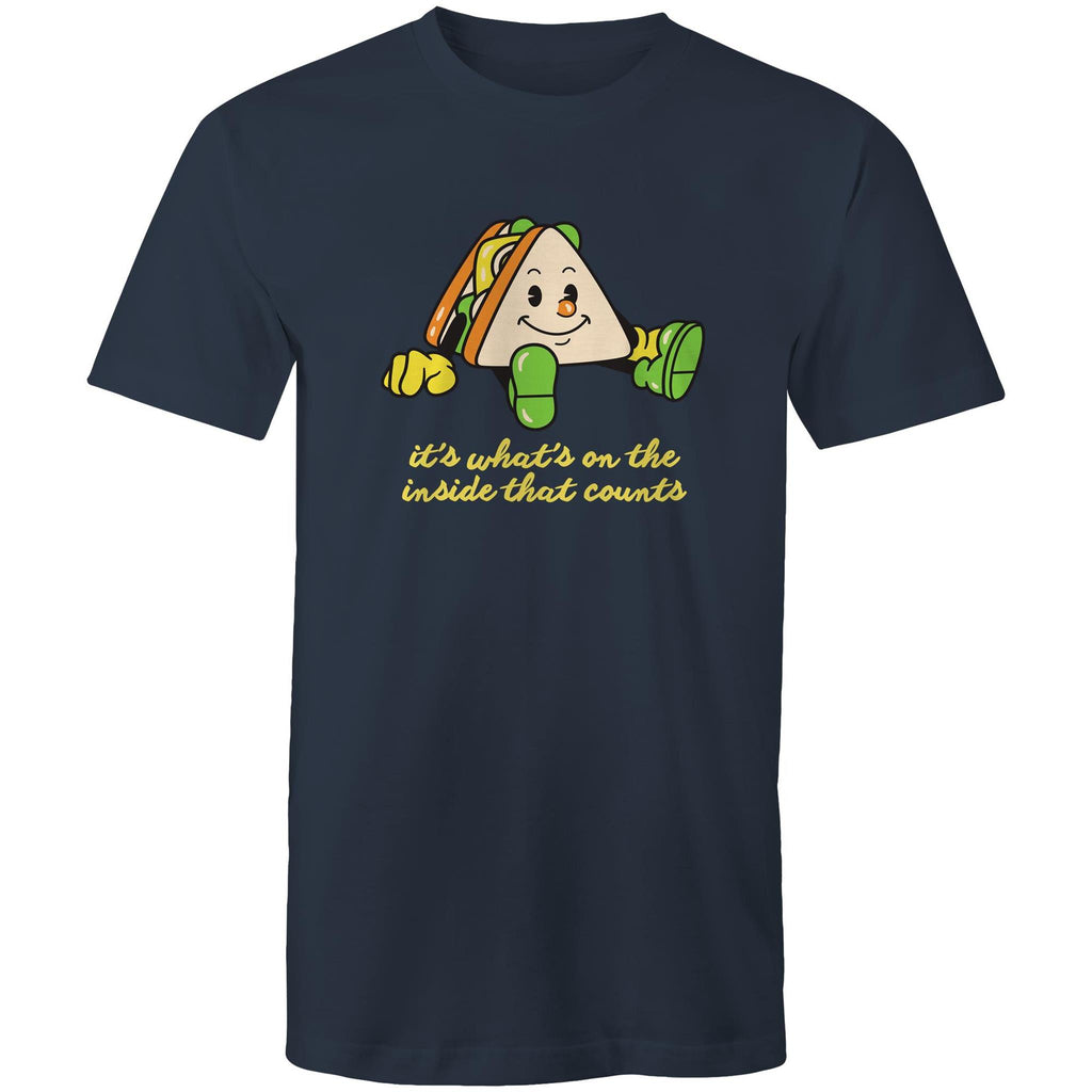 Sandwich, It's What's On The Inside That Counts - Mens T-Shirt Navy Mens T-shirt Food Printed In Australia