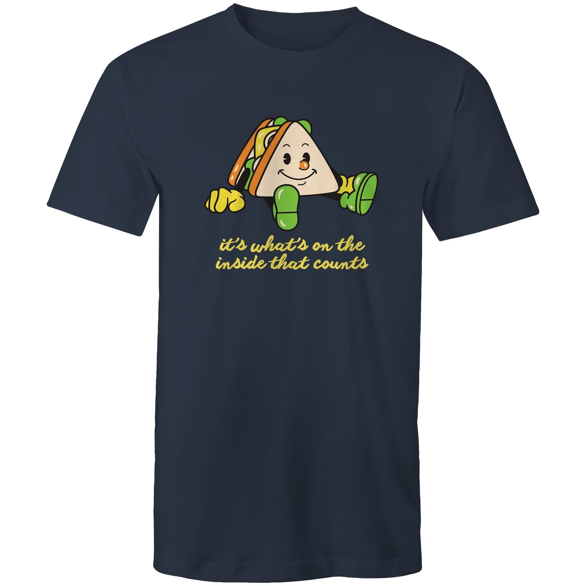 Sandwich, It's What's On The Inside That Counts - Mens T-Shirt Navy Mens T-shirt Food Printed In Australia