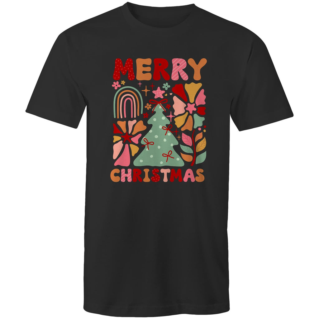 Merry Christmas - Mens T-Shirt Black Mens Christmas T-shirt Christmas Printed In Australia