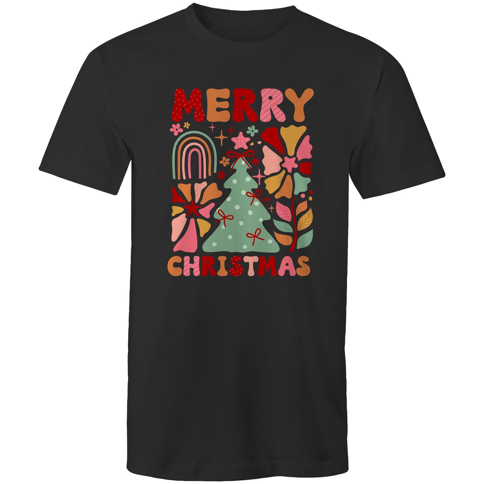 Merry Christmas - Mens T-Shirt Black Mens Christmas T-shirt Christmas Printed In Australia