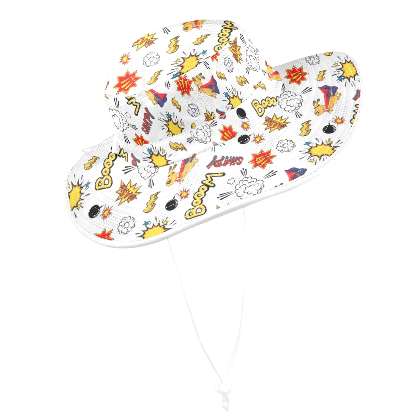 Super Dog Wide Brim Bucket Hat Wide Brim Bucket Hat animal comic Printed Offshore